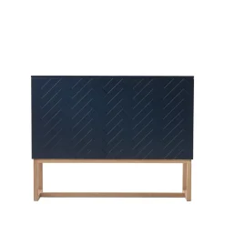 A2 Story Sideboard, middernachtblauw, witgeolied eikenhouten onderstel< Ladekasten & Dressoirs