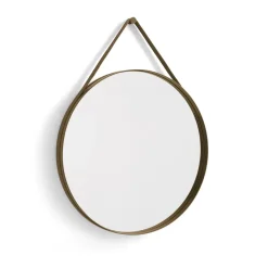 HAY Strap Mirror spiegel Ø70 cm, Light brown< Ronde Spiegels|Wandspiegels