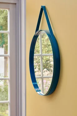 HAY Strap Mirror spiegel Ø70 cm, Blue< Ronde Spiegels|Wandspiegels