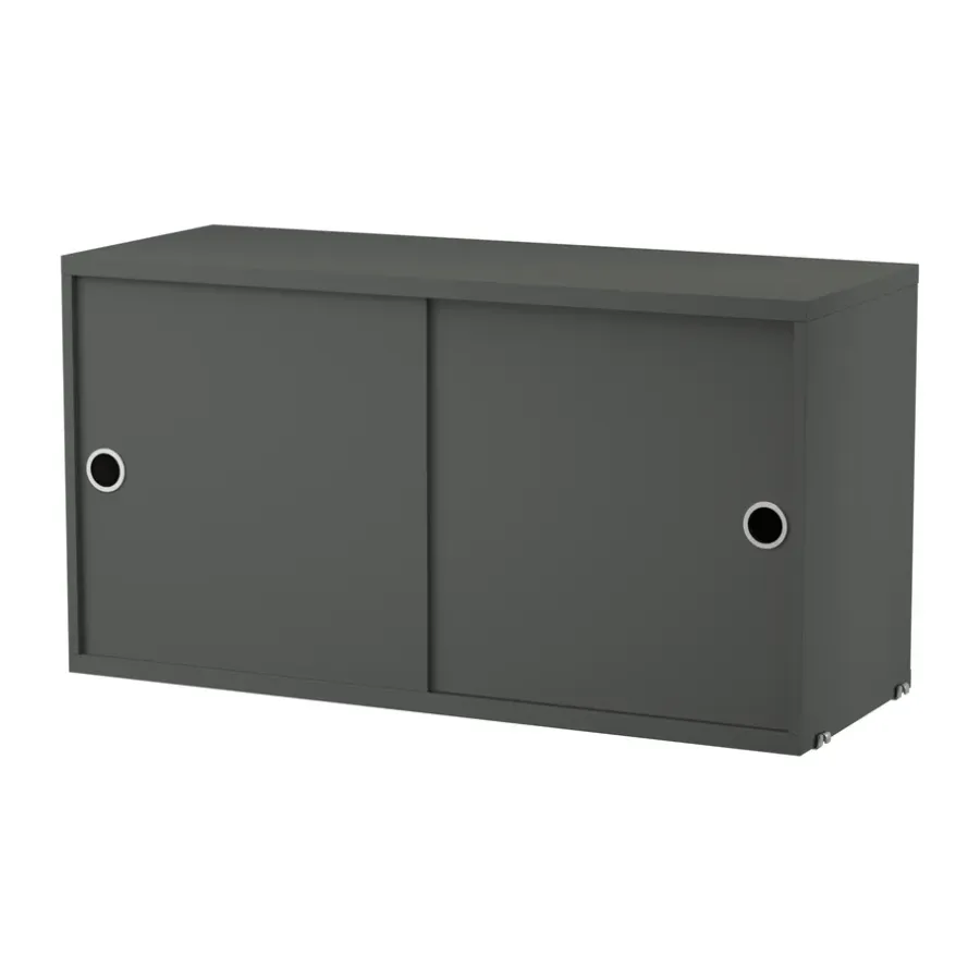 String kast met schuifdeur, Donkergrijs, 78x30 cm< Kasten & Vitrines