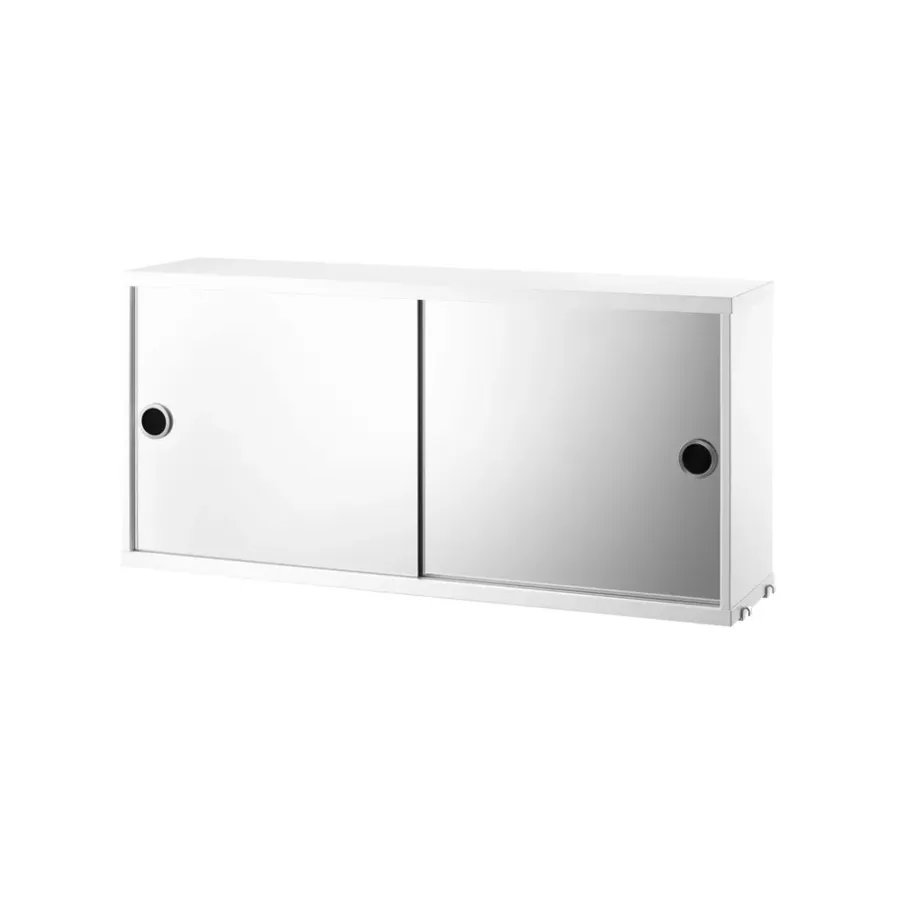 String kast met schuifdeur, wit, spiegel schuifdeuren, 78x20 cm< Kasten & Vitrines