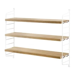 String Pocket boekenplank eiken-wit, eiken-wit< Planken & Planksystemen