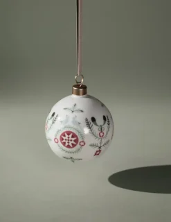 Rörstrand Swedish Grace Winter kerstbal Ø8 cm, Witn< Kerstdecoraties