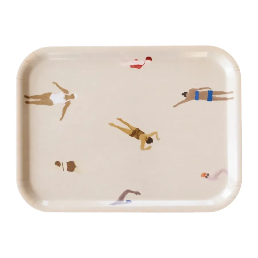 Fine Little Day Swimmers dienblad 20x27 cm, Beige< Decoratieve Accessoires|Decoratieve Dienbladen