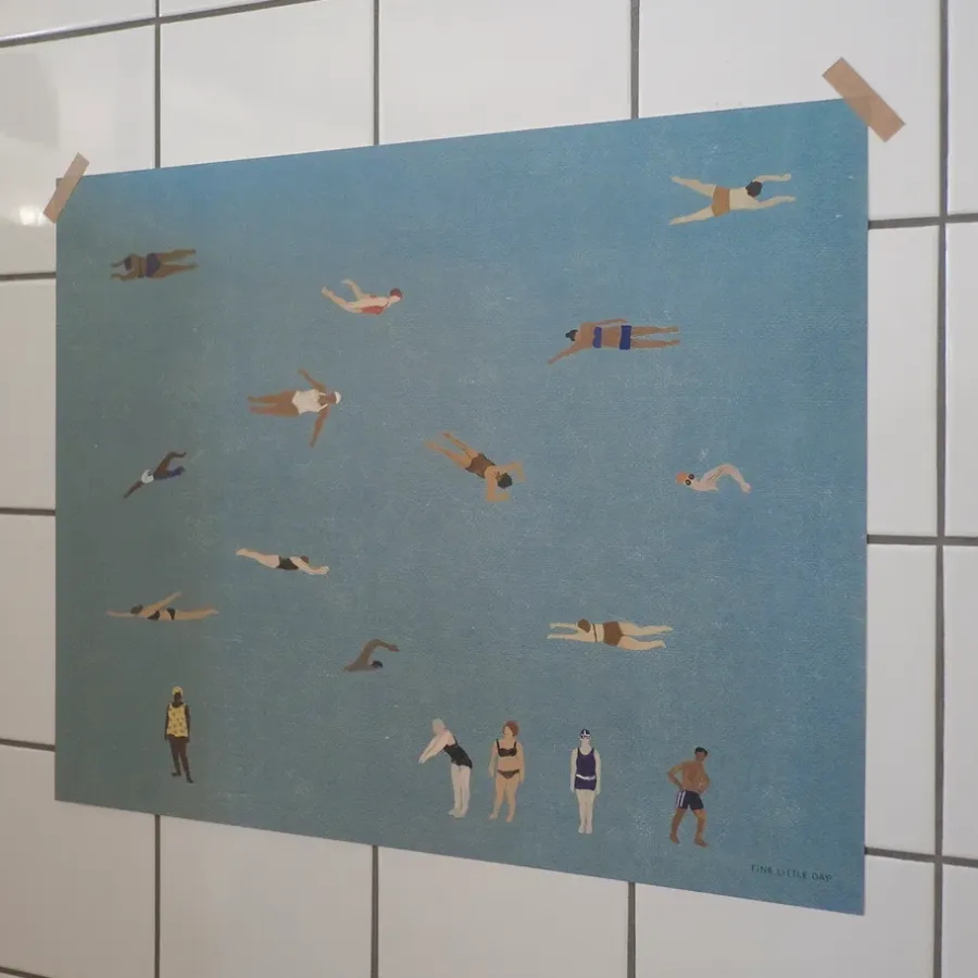 Fine Little Day Swimmers poster, Blue, 40x50 cm< Posters