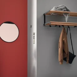 Essem Design Tamburin hoedenplank 60 cm, Eikenhout-zwart< Garderobehaken & Hoedenplanken