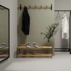 Essem Design Tamburin schoenenrek 60 cm, Eikenhout-zwart< Schoenenrekken