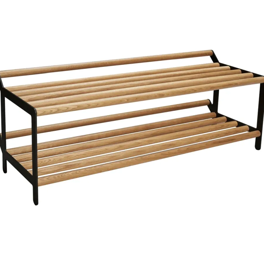 Essem Design Tamburin schoenenrek 100 cm, Eikenhout-zwart< Schoenenrekken