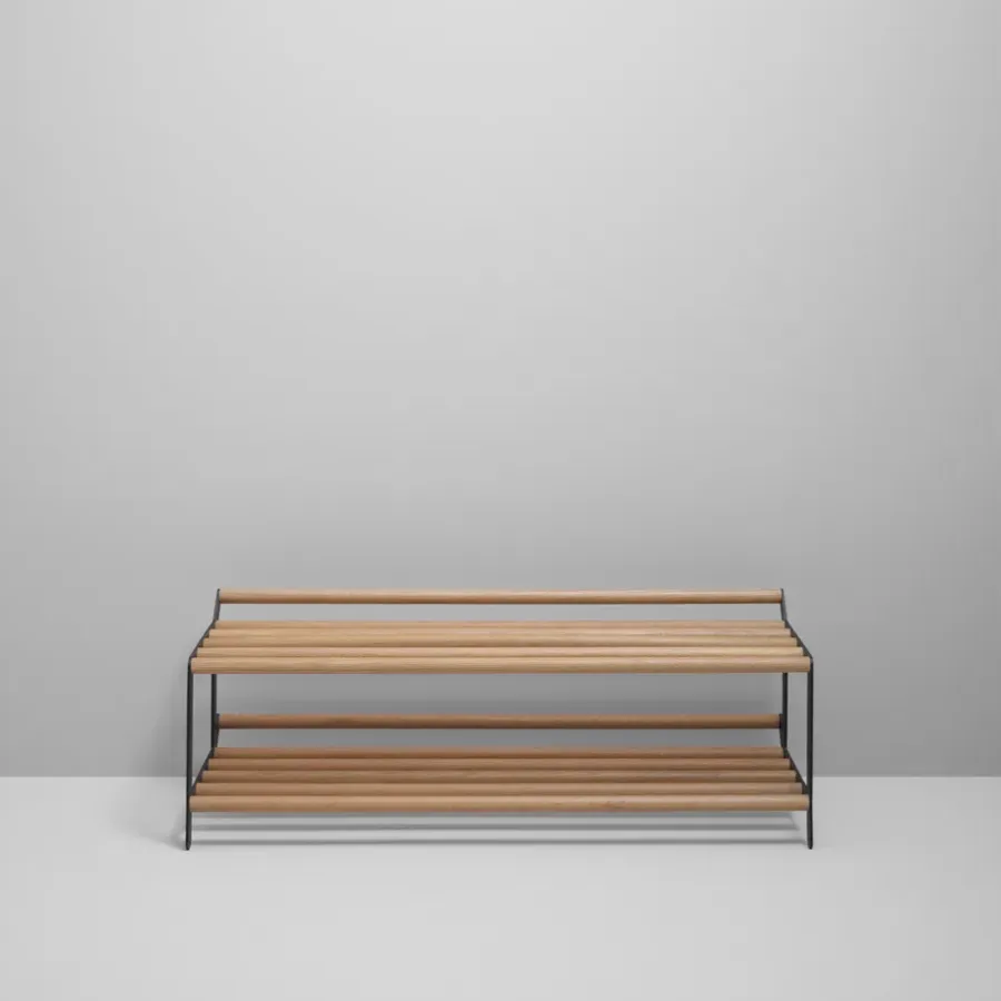 Essem Design Tamburin schoenenrek 100 cm, Eikenhout-zwart< Schoenenrekken