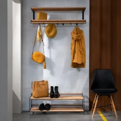 Essem Design Tamburin schoenenrek 100 cm, Eikenhout-zwart< Schoenenrekken