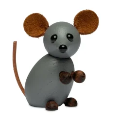 Spring Copenhagen The farm mouse decoratie 7 cm, Grijs< Houten Beelden