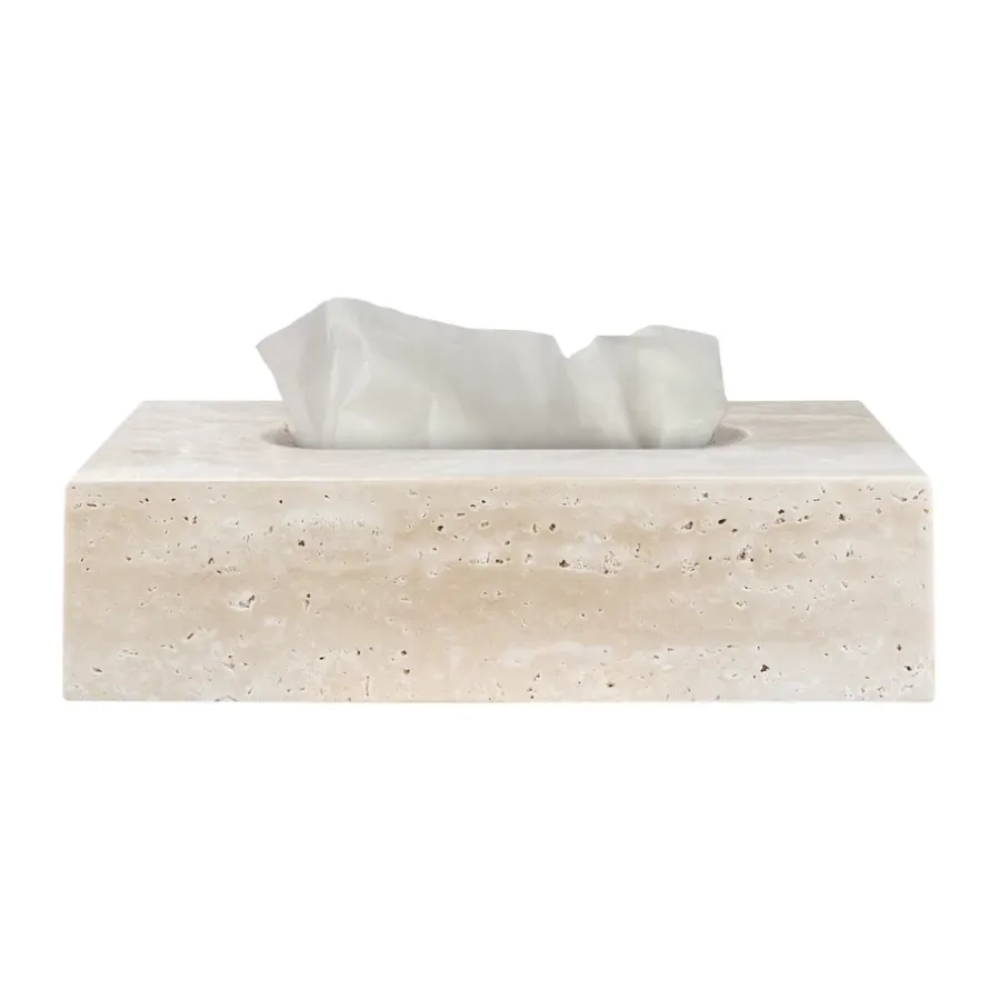 Mette Ditmer Travertijn zakdoekdoos 14x25,5 cm, Linen< Opbergmanden