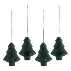 Scandi Living Tree kerstballen 4-pack, Forest Green< Kerstdecoraties