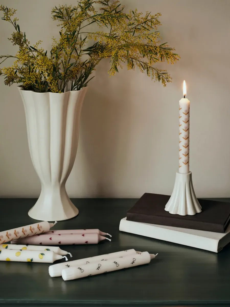 Broste Copenhagen Tulip kroonkaars 2-pack, White-soft pink< Kaarsen