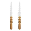 Lene Bjerre Twisted gedraaide kaarsen tweekleurig 25 cm 2-pack, Golden brown-white< Kaarsen