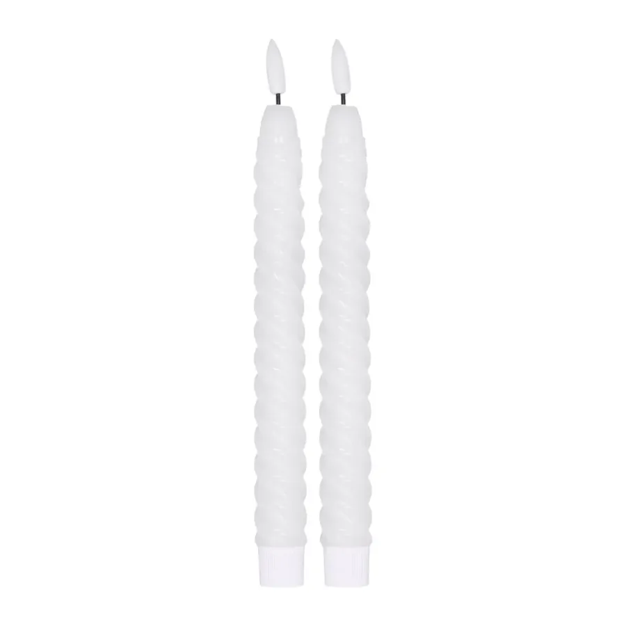 Scandi Essentials Twisted ledkaarsen 25 cm 2-pack, Wit< Led-Kaarsen