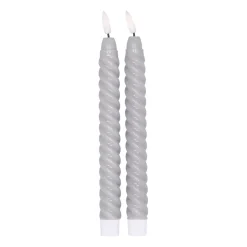 Scandi Essentials Twisted ledkaarsen 25 cm 2-pack, Grijs< Led-Kaarsen