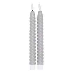 Scandi Essentials Twisted ledkaarsen 25 cm 2-pack, Grijs< Led-Kaarsen