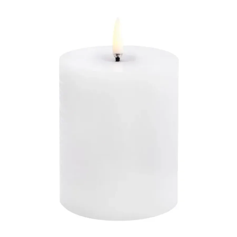 Uyuni Lighting Uyuni LED Blokkaars melted, Witte rustieke, Ø7,8x10 cm< Led-Kaarsen