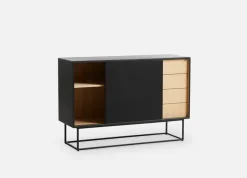 Woud Virka bijzettafel, hoog 120 cm, Zwart - eikenhout< Ladekasten & Dressoirs