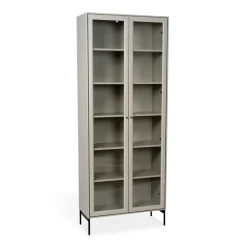 Mavis Volt vitrinekast 190 cm beige, Details in zwart< Kasten & Vitrines
