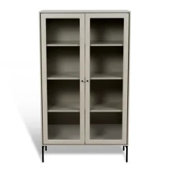 Mavis Volt vitrinekast 130 cm beige, Details in zwart< Kasten & Vitrines