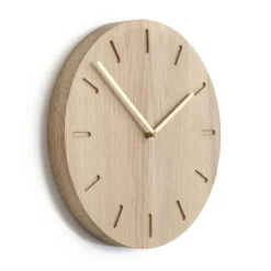 Applicata Watch Out wandklok eiken, eiken-messing< Wandklokken