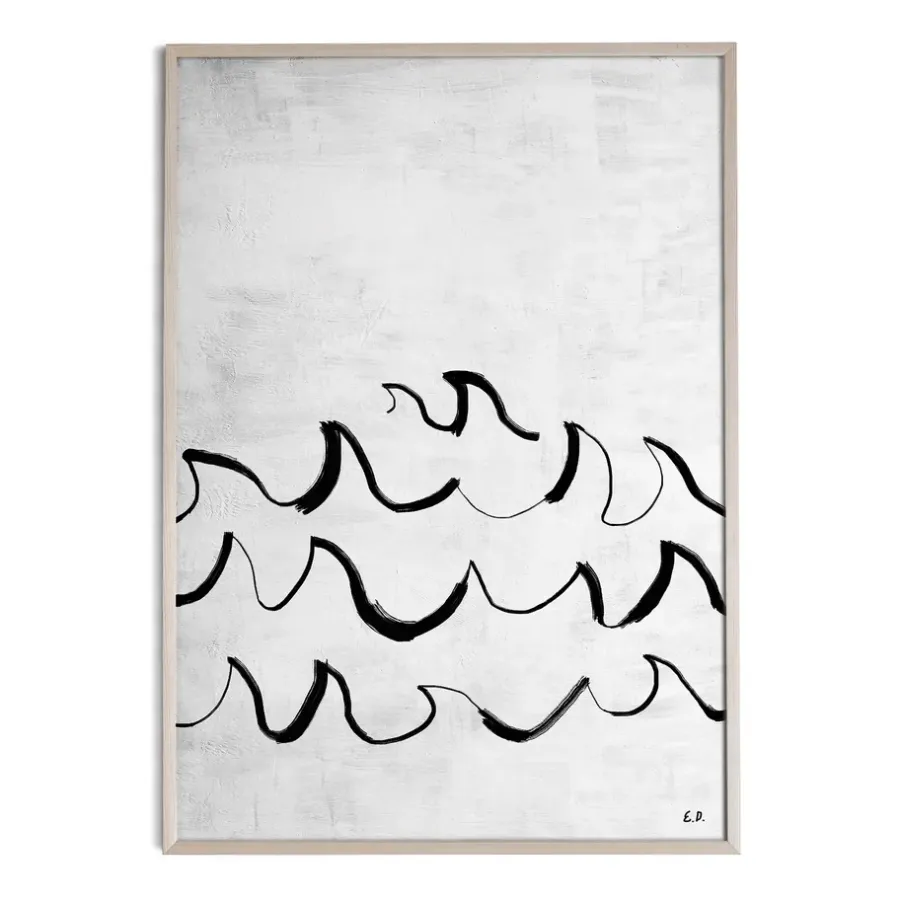 Fine Little Day Wave poster 50x70 cm, Zwart-wit< Posters