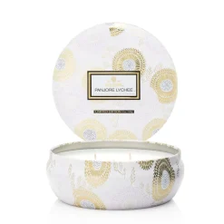 Voluspa 3-wick in a tin kaars 60 uur, Panjore Lychee< Geurkaarsen & Aroma Diffusers