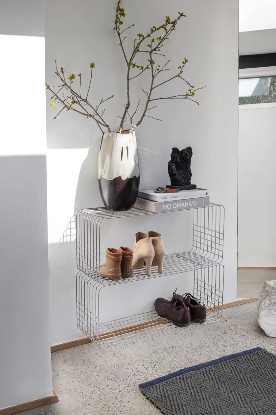Mette Ditmer Wire wandrek, Chrome, 31x70x26 cm< Planken & Planksystemen
