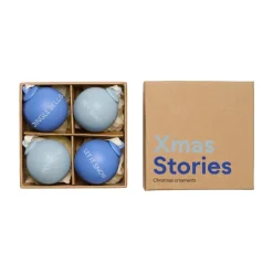Design Letters XMAS Stories kerstbal Ø4 cm 4-delig, Cobalt blue-light blue< Kerstdecoraties