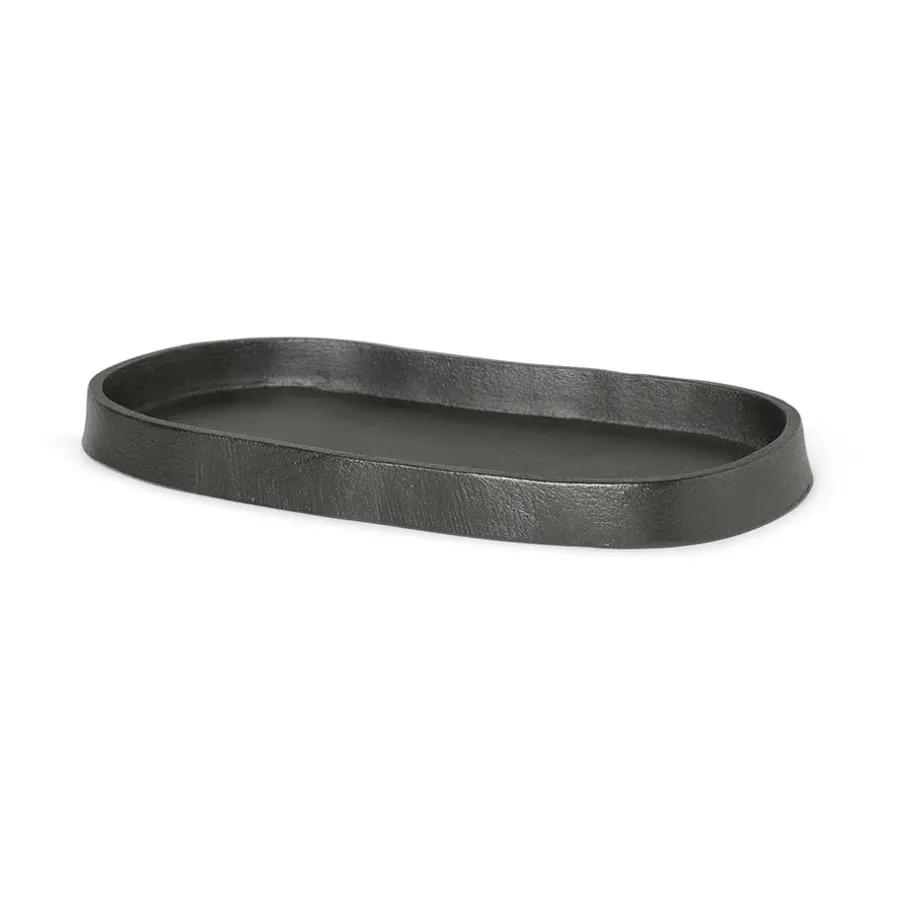Ferm Living Yama dienblad ovaal 9,5x19 cm, Zwart aluminium< Decoratieve Accessoires|Decoratieve Dienbladen