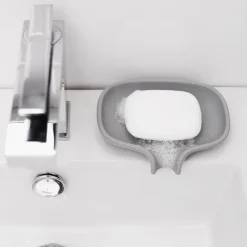 Bosign Zeepbakje met afdruipbuisje siliconen, Grijs< Zeepdispensers & Zeepschaaltjes